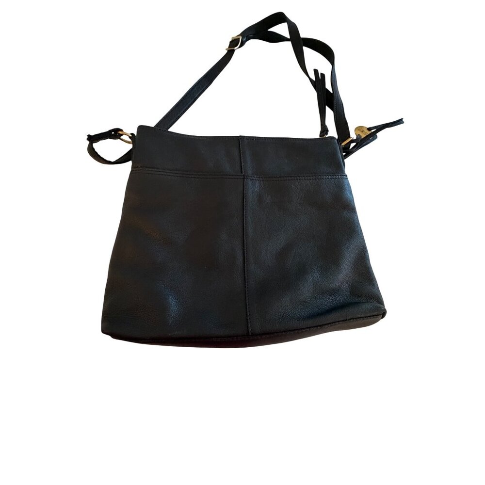 Margot New York Leah Womens Split Pocket Crossbody Bag Black Leather Handcrafted - Picture 6 of 14